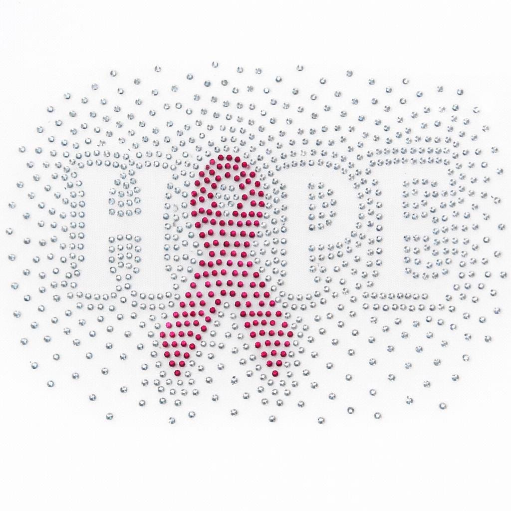 HOPE Breast Cancer Rhinestone Heat Transfer | Pink Ribbon Bling Iron On Transfer | Breast Cancer Awareness Shirt Transfer | 10.17x6.44