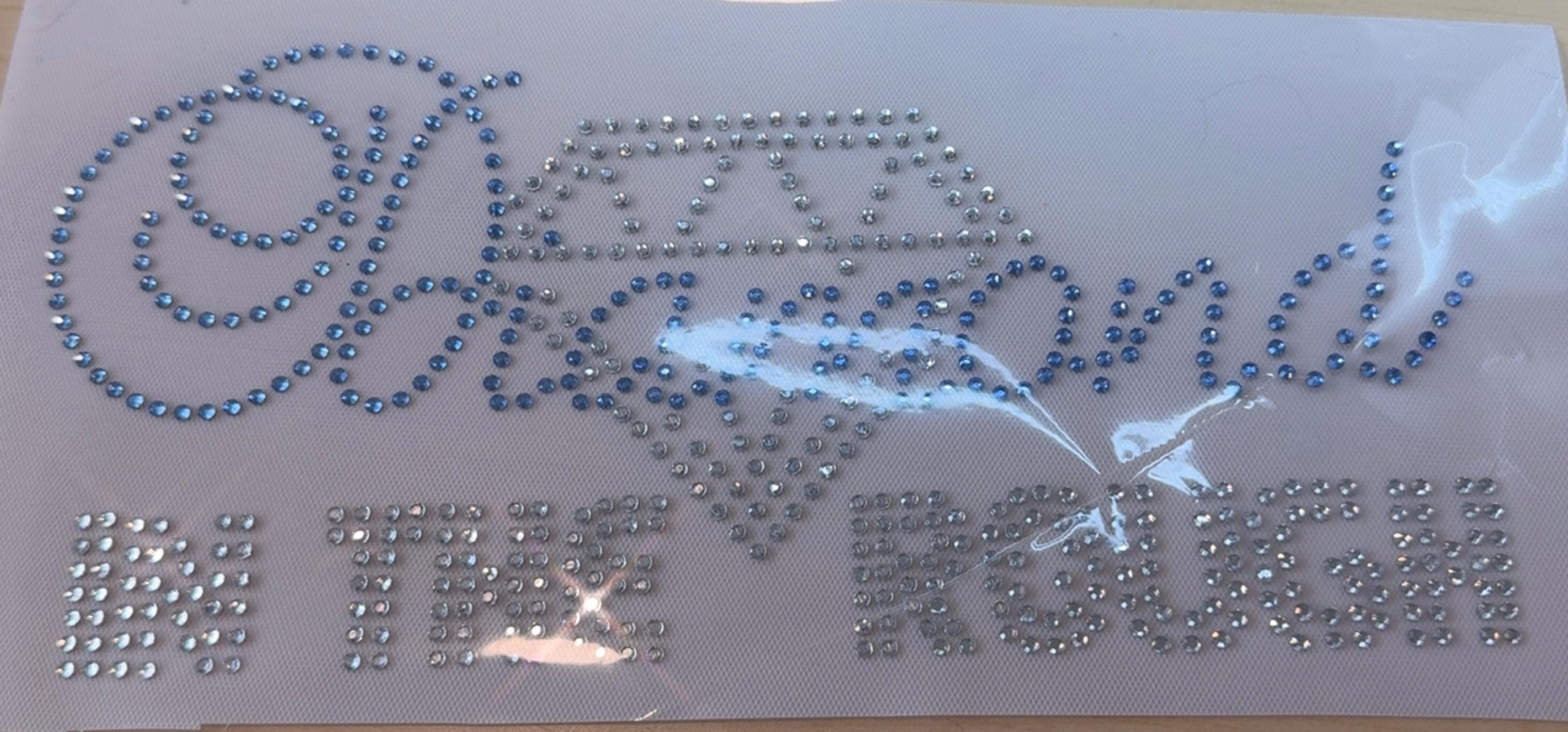 A Diamond In The Rough Rhinestone Transfer | Hotfix Bling Heat Press Design | Blue & Crystal Rhinestone Iron On | Ready To Press