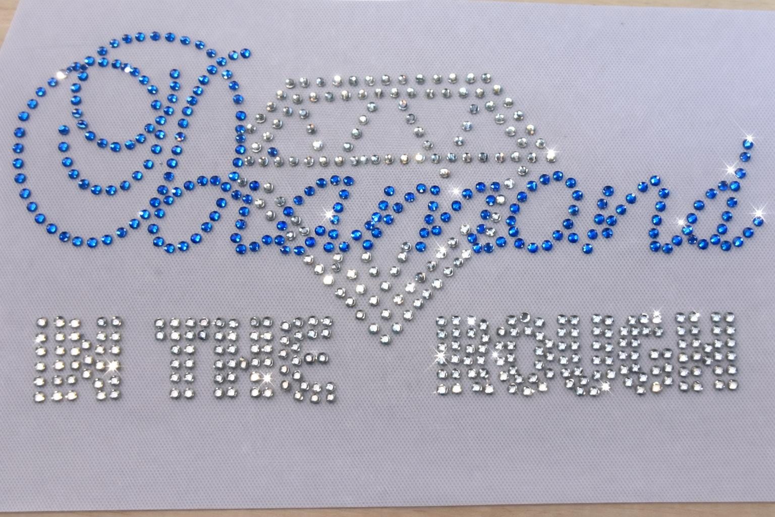 A Diamond In The Rough Rhinestone Transfer | Hotfix Bling Heat Press Design | Blue & Crystal Rhinestone Iron On | Ready To Press