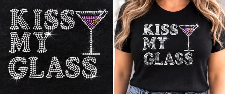 Funny Drinking Rhinestone Shirt for Women, Sparkly Cocktail Tee, Sassy Wine Shirt, Bling Girls Night Shirt, Choose Your Design