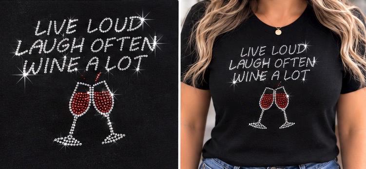 Funny Drinking Rhinestone Shirt for Women, Sparkly Cocktail Tee, Sassy Wine Shirt, Bling Girls Night Shirt, Choose Your Design