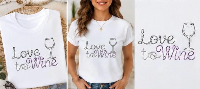 Funny Wine Rhinestone Shirt for Women, Sparkly Wine Lover Tee, Bling Cocktail Shirt, Girls Night Shirt, Choose Your Design