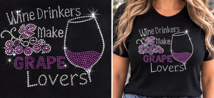 Funny Drinking Rhinestone Shirt for Women, Sparkly Cocktail Tee, Sassy Wine Shirt, Bling Girls Night Shirt, Choose Your Design
