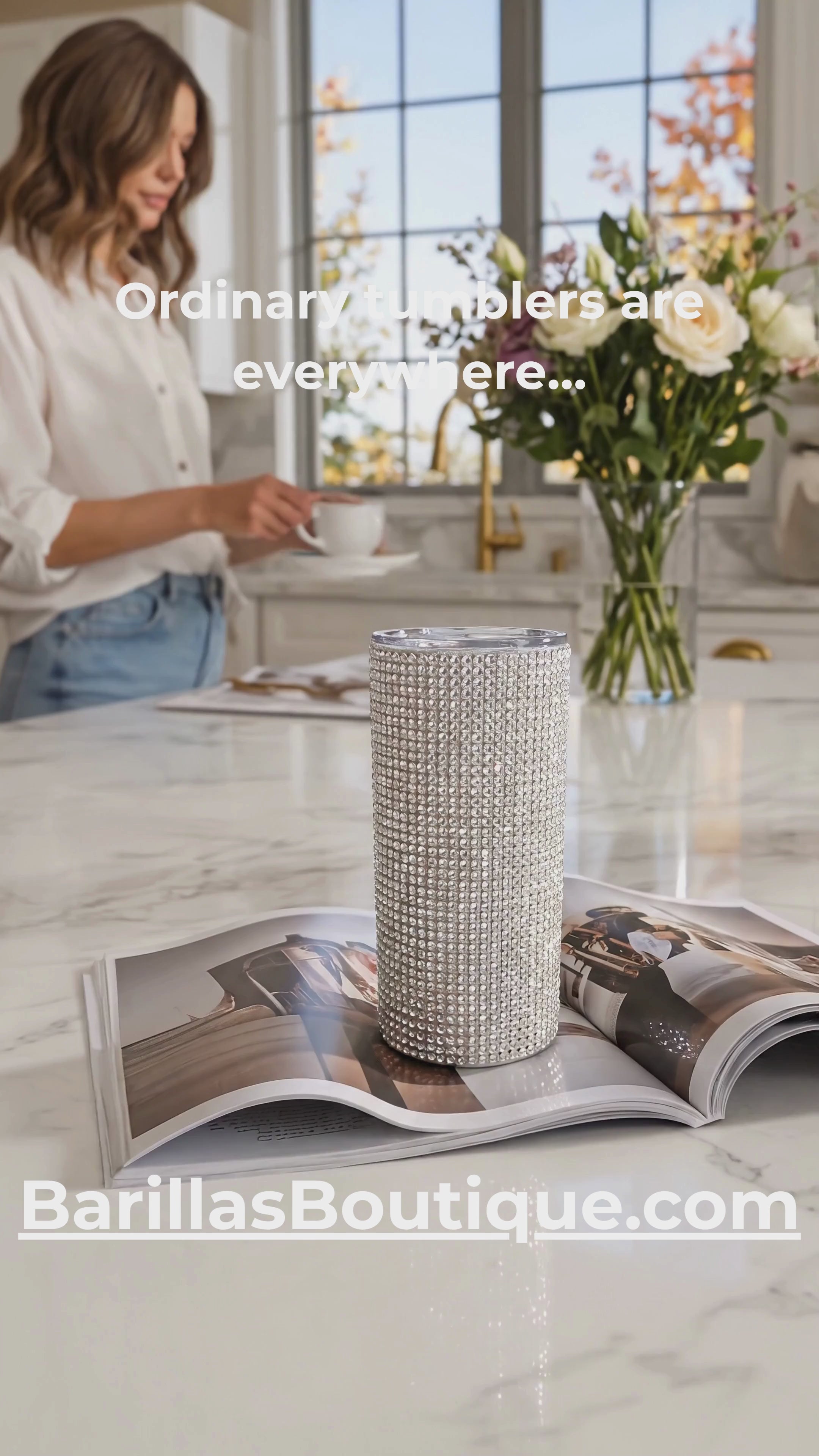 Luxury Hand Rhinestone Tumbler | 20 oz Stainless Steel Skinny Cup