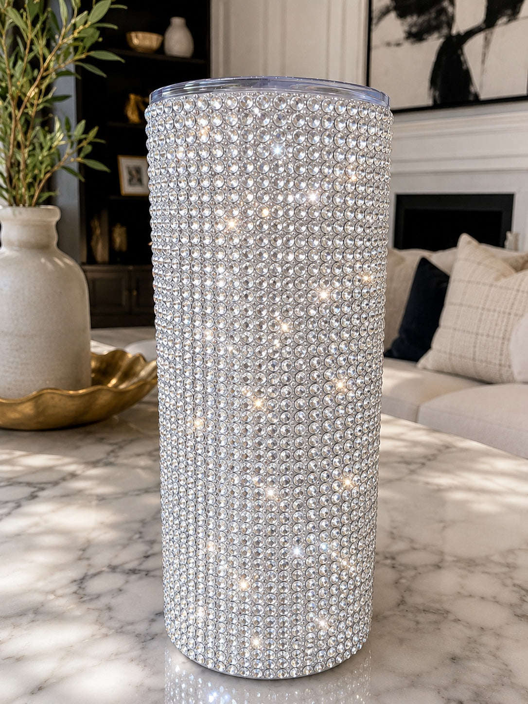 Luxury Hand Rhinestone Tumbler | 20 oz Stainless Steel Skinny Cup