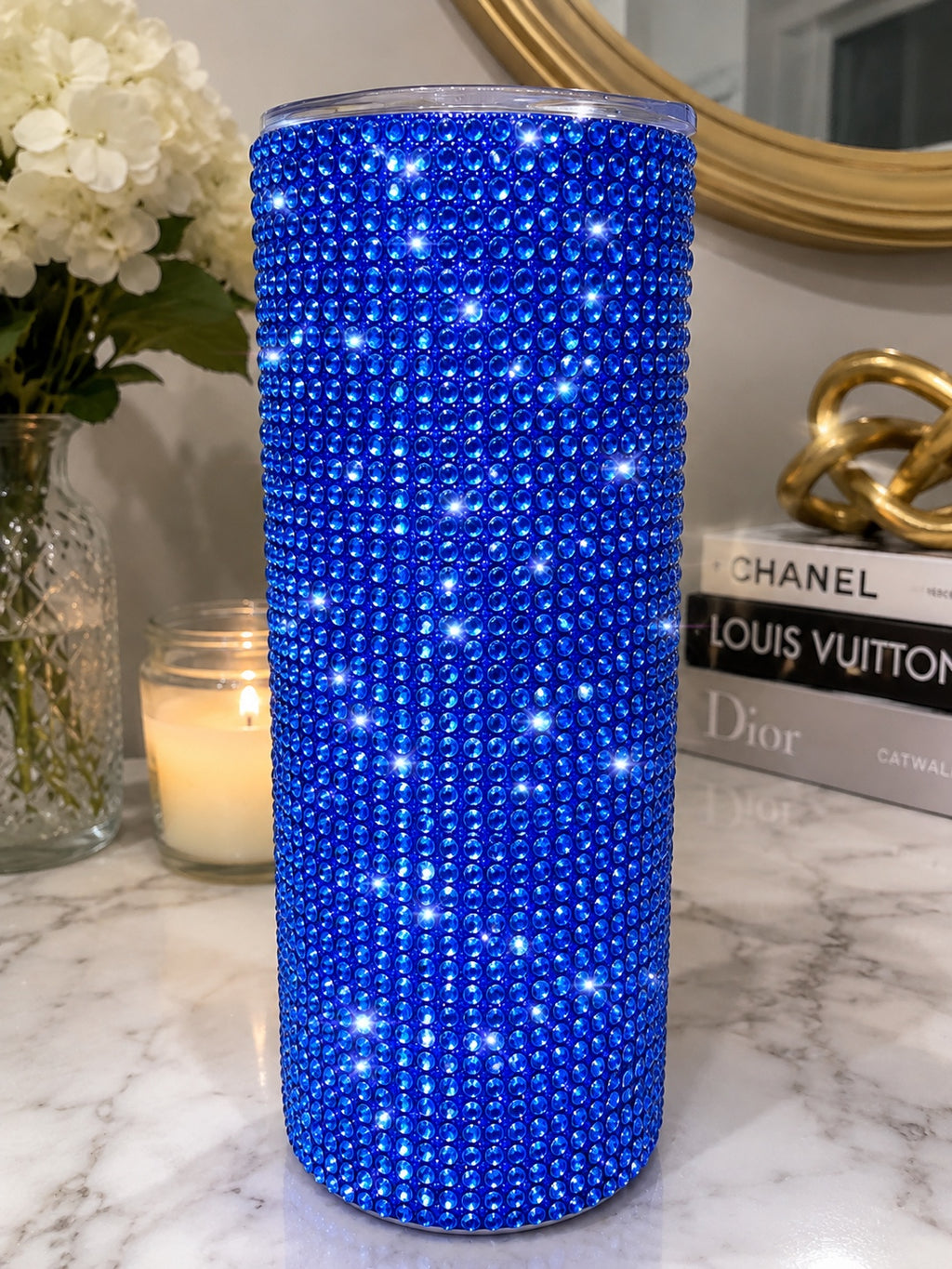 Luxury Hand Rhinestone Tumbler | 20 oz Stainless Steel Skinny Cup